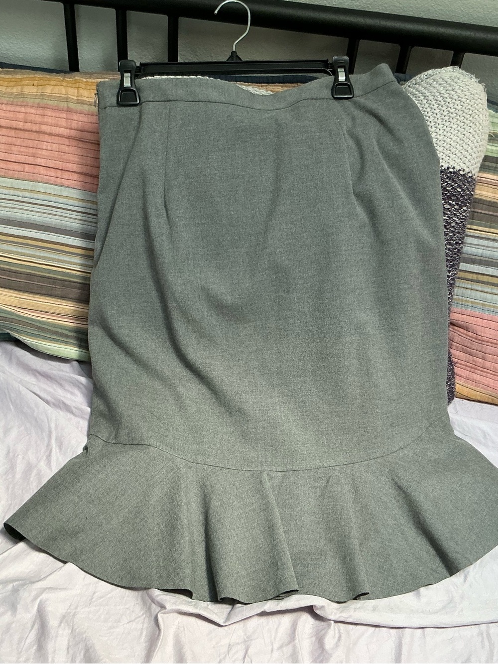 Banana Republic Gray Pencil Skirt with Ruffle Hem